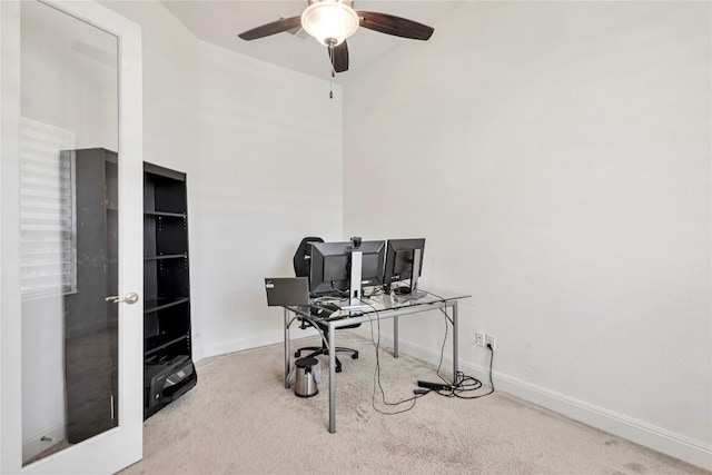 817 Clear Spring Ln, Leander, TX 78641 - carpeted office space with a ceiling fan and baseboards