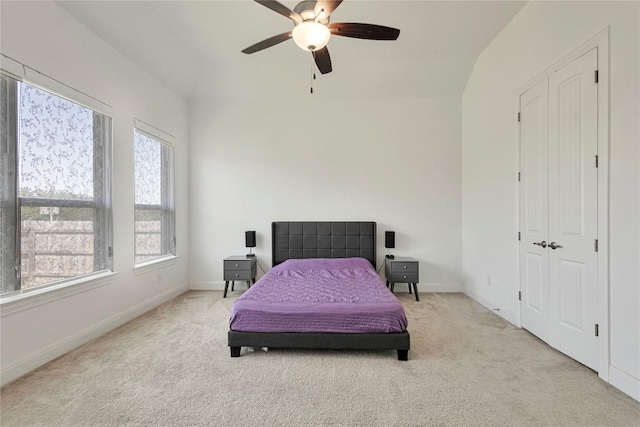 817 Clear Spring Ln, Leander, TX 78641 - carpeted bedroom with vaulted ceiling and ceiling fan