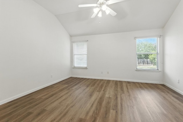 107 Chandler View Trl, Round Rock, TX 78665 - empty room with lofted ceiling, wood finished floors, and ceiling fan