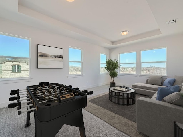 1531 N Red Bud Ln Unit 29, Round Rock, TX 78665 - recreation room with a raised ceiling and carpet floors