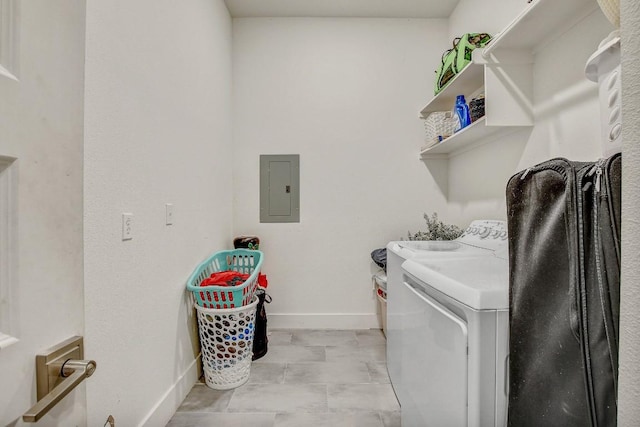 11300 Lake Dr, Austin, TX 78748 - laundry area featuring electric panel and washing machine and clothes dryer