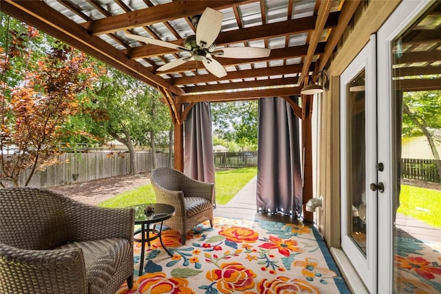 603 E Liberty Ave, Round Rock, TX 78664 - sunroom featuring a ceiling fan