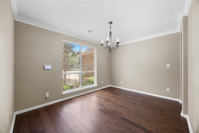 1601 Michael Robert Way, Cedar Park, TX 78613 - unfurnished room with a chandelier, ornamental molding, and dark wood finished floors