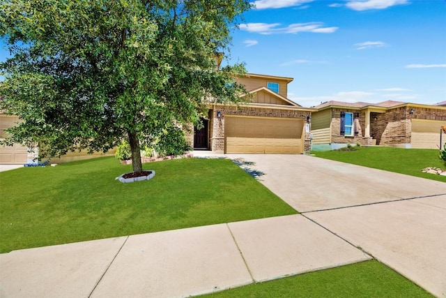 9207 Sandyford Ct, Killeen, TX 76542 - view of front of house featuring brick siding, concrete driveway, an attached garage, and a front lawn