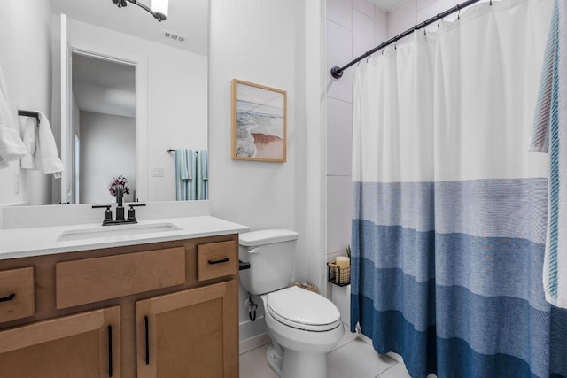 4612 Destination Way, Jonestown, TX 78645 - bathroom featuring vanity, a shower with curtain, and tile patterned floors
