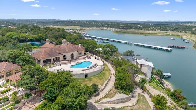 117 Bella Cima Dr, Austin, TX 78734 - drone / aerial view of a pool area and a nearby body of water