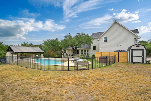 13410 Saddle Back Pass, Austin, TX 78738 - view of swimming pool featuring a storage unit and a patio area