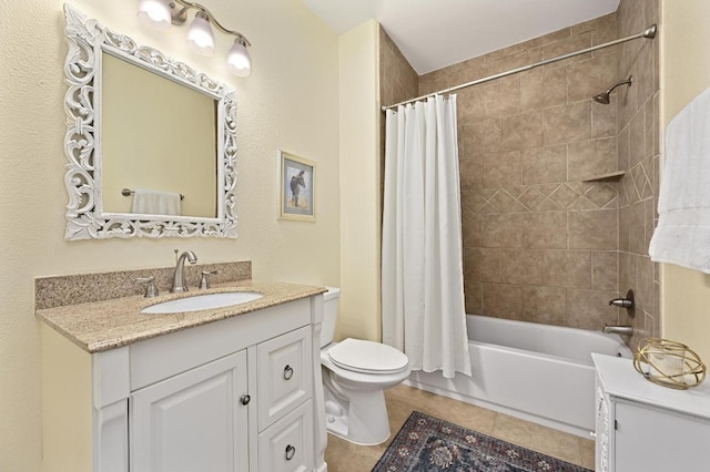 13410 Saddle Back Pass, Austin, TX 78738 - bathroom with vanity, tile patterned floors, and shower / bath combo with shower curtain