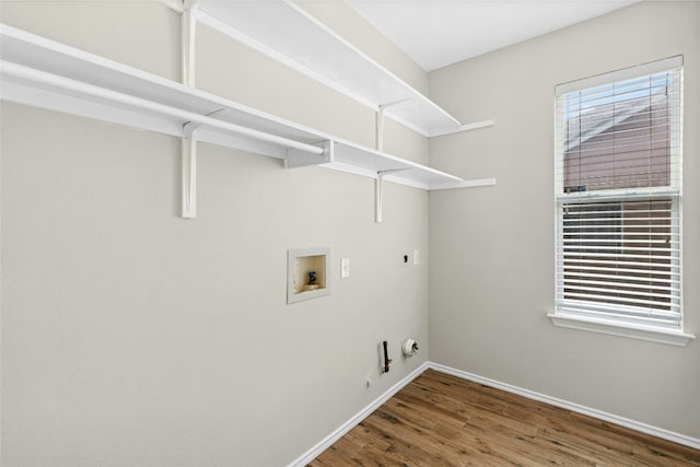 1612 Cora Marie Dr, Pflugerville, TX 78660 - washroom with wood finished floors, hookup for a washing machine, gas dryer hookup, and hookup for an electric dryer