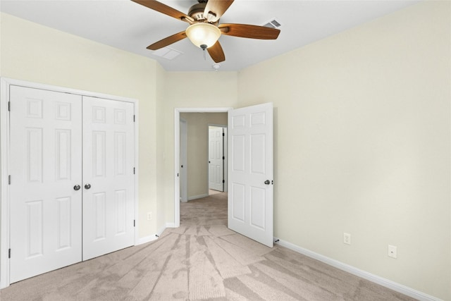 1403 Roaring Frk, Leander, TX 78641 - unfurnished bedroom featuring light carpet, a closet, and ceiling fan