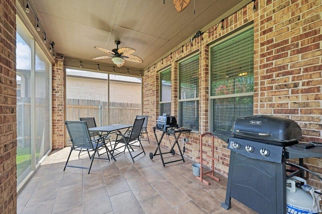 1124 Calla Lily Blvd, Leander, TX 78641 - view of patio featuring area for grilling, ceiling fan, and outdoor dining area