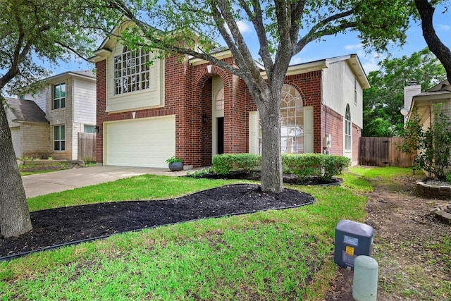 3528 Ruby Red Dr, Austin, TX 78728 - traditional-style house featuring brick siding, an attached garage, and concrete driveway