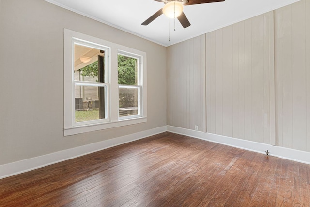 1414 E 4th St, Lampasas, TX 76550 - spare room featuring hardwood / wood-style flooring, ceiling fan, and ornamental molding