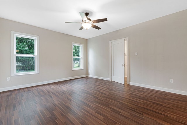 1414 E 4th St, Lampasas, TX 76550 - spare room featuring ceiling fan, healthy amount of natural light, and dark wood finished floors