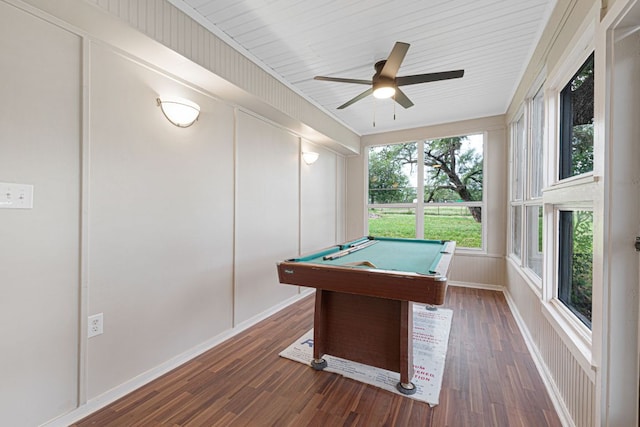 1414 E 4th St, Lampasas, TX 76550 - rec room with billiards, dark wood-style floors, and ceiling fan