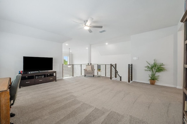 913 Landing Ln, Leander, TX 78641 - living room with ceiling fan and carpet