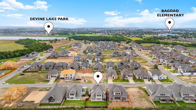 913 Landing Ln, Leander, TX 78641 - aerial view of residential area featuring a nearby body of water