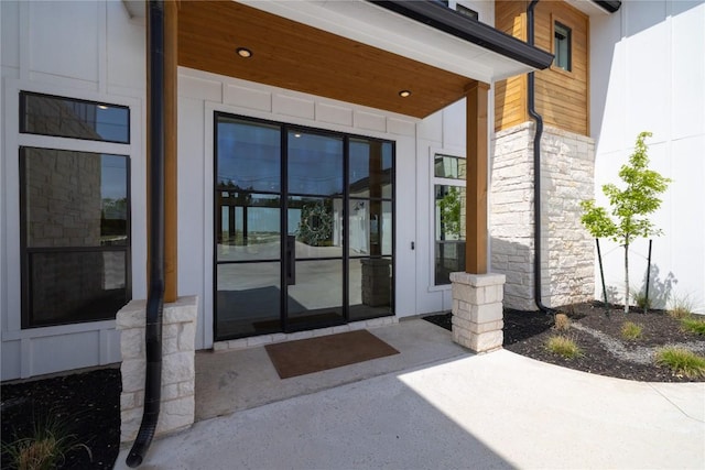 4100 Peak Look Out Dr, Austin, TX 78738 - entrance to property featuring stone siding and french doors