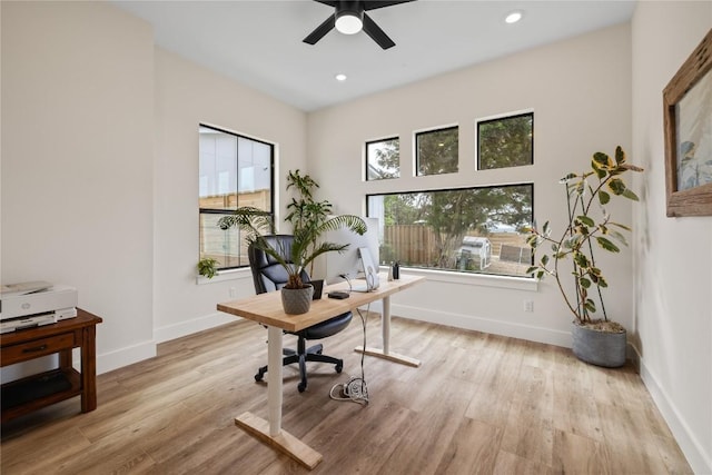 4100 Peak Look Out Dr, Austin, TX 78738 - office space with light wood finished floors, ceiling fan, and recessed lighting
