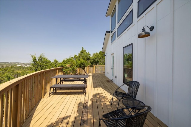 4100 Peak Look Out Dr, Austin, TX 78738 - wooden terrace with outdoor dining area