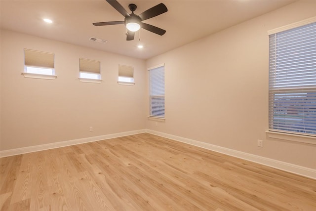 103 Periwinkle Ln, Bastrop, TX 78602 - unfurnished room with light wood-style floors, a ceiling fan, and recessed lighting