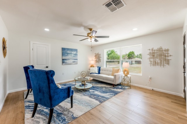 106 Heron, Highland Haven, TX 78654 - living room with a ceiling fan, wood finished floors, and recessed lighting