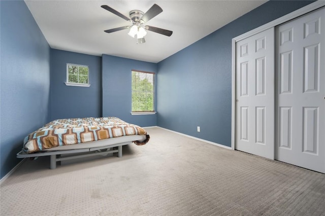 207 Presidio Dr, Leander, TX 78641 - bedroom featuring carpet, a closet, and a ceiling fan