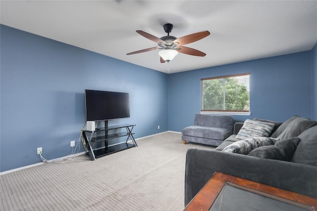 207 Presidio Dr, Leander, TX 78641 - carpeted living area with ceiling fan and baseboards