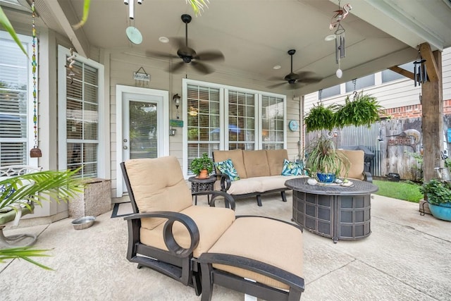 1215 Boerne Dr, Cedar Park, TX 78613 - view of patio / terrace featuring a ceiling fan and an outdoor hangout area