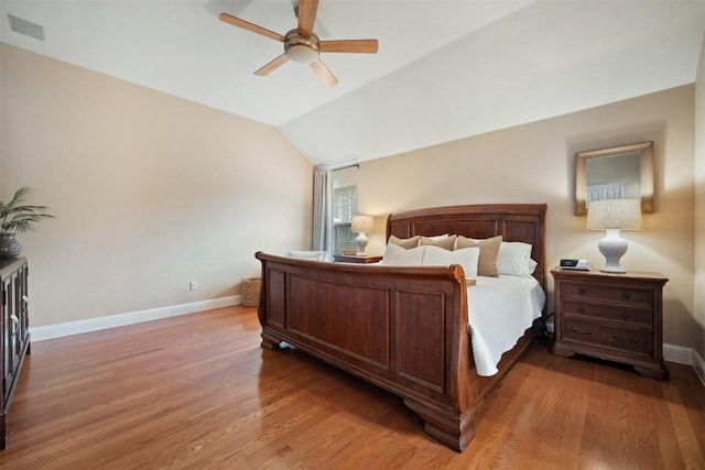 1215 Boerne Dr, Cedar Park, TX 78613 - bedroom featuring lofted ceiling, light wood-style flooring, and a ceiling fan