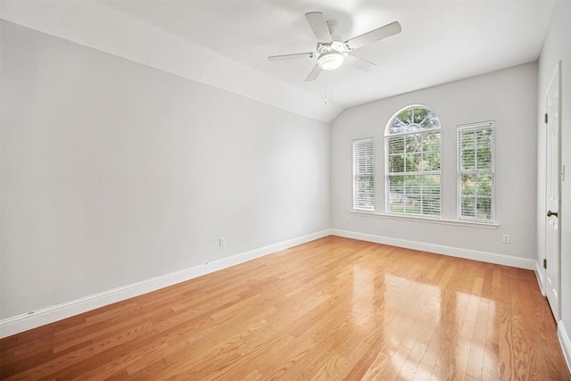 1215 Boerne Dr, Cedar Park, TX 78613 - empty room featuring light wood-type flooring, a ceiling fan, and vaulted ceiling
