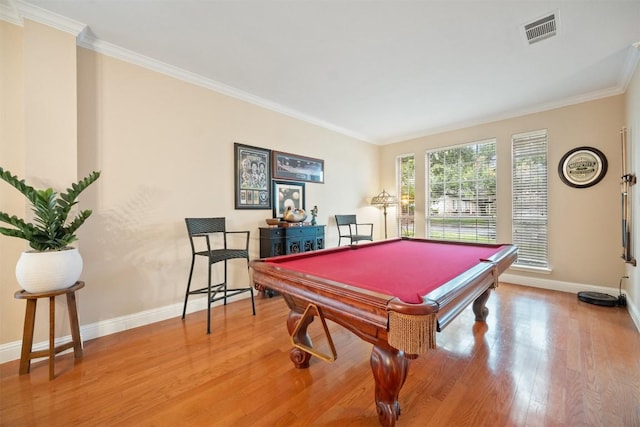1215 Boerne Dr, Cedar Park, TX 78613 - game room featuring wood finished floors, ornamental molding, and billiards table