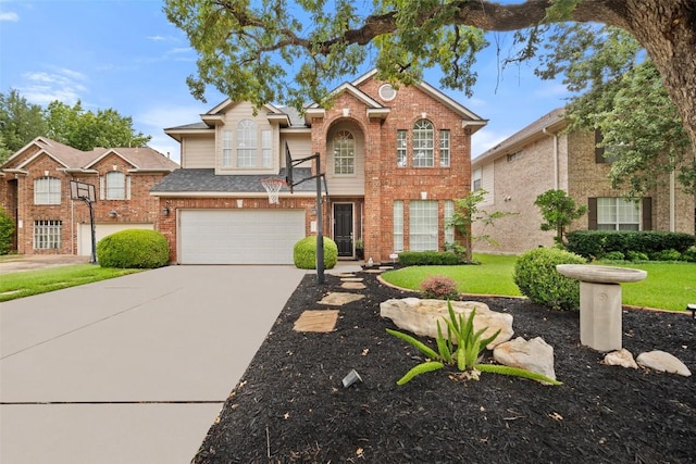 1215 Boerne Dr, Cedar Park, TX 78613 - traditional-style home featuring brick siding, driveway, a garage, and a front lawn