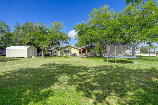 429 W 4th St, Flatonia, TX 78941 - view of green lawn with a shed and a trampoline