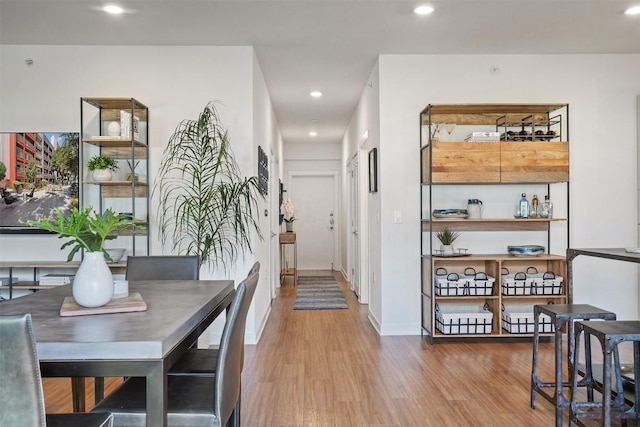 4361 S Congress Ave Unit 435, Austin, TX 78745 - dining room with wood finished floors and recessed lighting