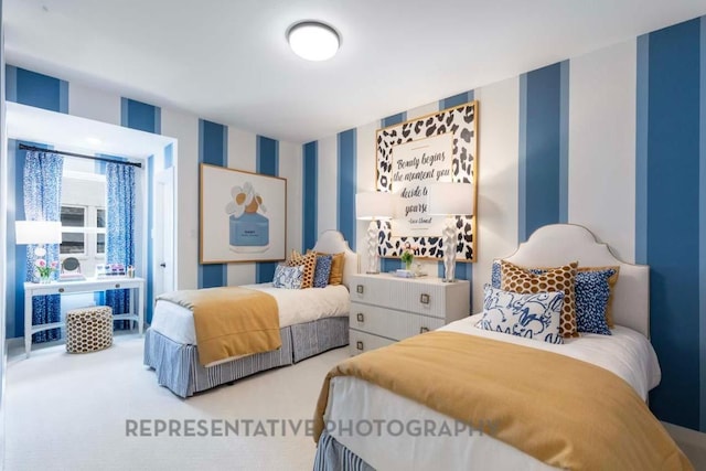 1401 Snowdrop Dr, Georgetown, TX 78628 - bedroom featuring wallpapered walls and carpet