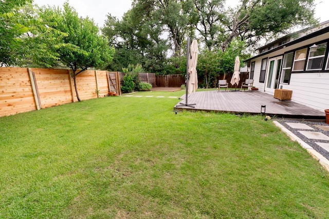 11436 Bristle Oak Trl, Austin, TX 78750 - fenced backyard featuring a wooden deck