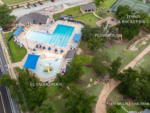 11436 Bristle Oak Trl, Austin, TX 78750 - bird's eye view of a pool area