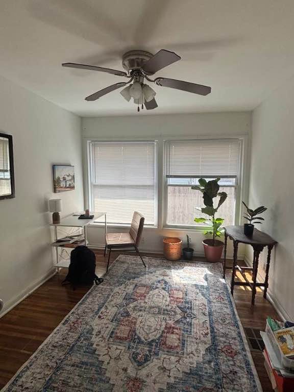 936 Cheatham St, San Marcos, TX 78666 - home office with ceiling fan and wood finished floors