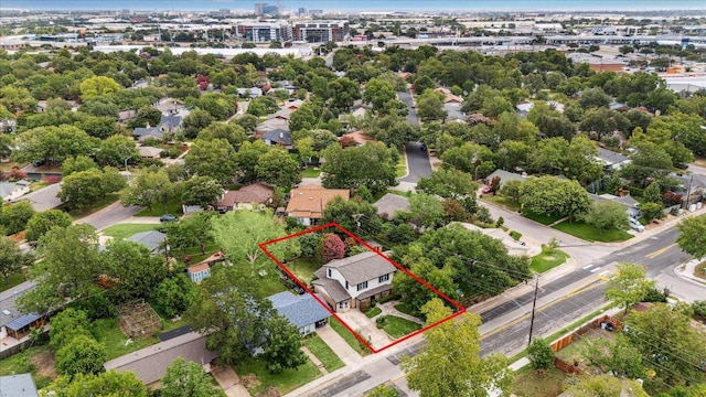 8516 Rockwood Ln, Austin, TX 78757 - aerial perspective of suburban area with property boundaries highlighted