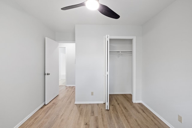 10001 Woodglen Dr, Austin, TX 78753 - unfurnished bedroom featuring light wood-style floors, a closet, and ceiling fan