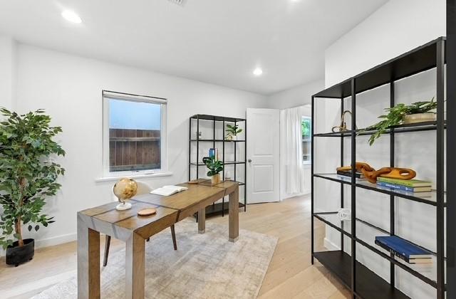 4508 Chiappero Trl, Austin, TX 78731 - office area with plenty of natural light, recessed lighting, and light wood-type flooring