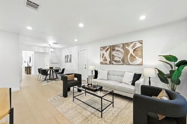 4508 Chiappero Trl, Austin, TX 78731 - living room featuring recessed lighting and light wood-type flooring