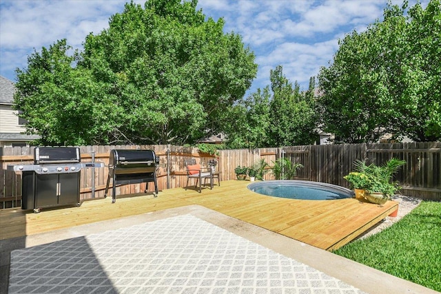 13412 Snow Fall Dr, Austin, TX 78727 - view of pool featuring a fenced backyard, area for grilling, and a deck