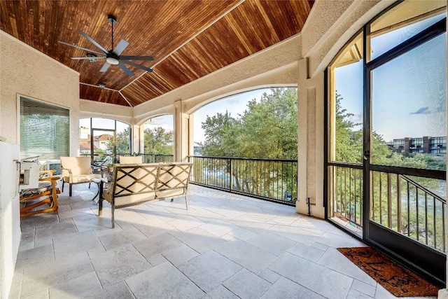 1307 Osprey Ridge Loop, Lago Vista, TX 78645 - sunroom / solarium with ceiling fan, an outdoor living space, and vaulted ceiling