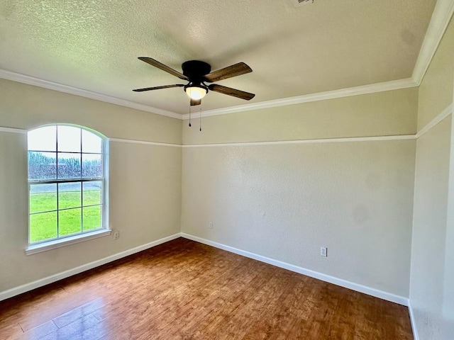 3303 Solomon Dr, Killeen, TX 76542 - unfurnished room with wood finished floors, ceiling fan, crown molding, and a textured ceiling