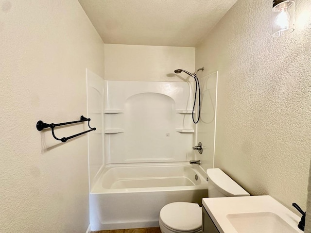 3303 Solomon Dr, Killeen, TX 76542 - bathroom with a textured wall,  shower combination, vanity, and a textured ceiling