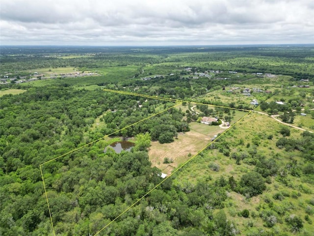 194 Rabbit Trl, Dale, TX 78616 - aerial view of property and surrounding area with a heavily wooded area and property boundaries highlighted