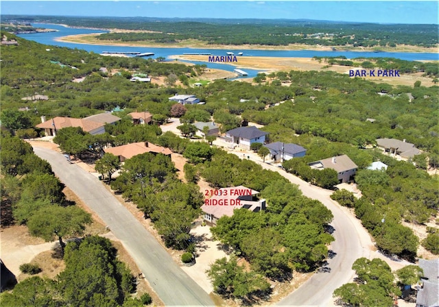 21013 Fawn Ridge Dr, Lago Vista, TX 78645 - aerial view of residential area featuring a nearby body of water