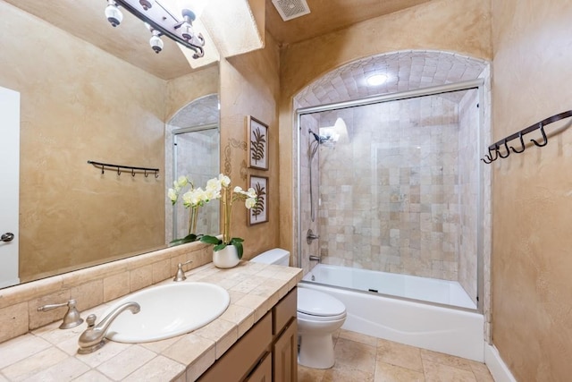 5120 Mansfield View Ct, Austin, TX 78732 - full bathroom with vanity, enclosed tub / shower combo, and stone finish floors